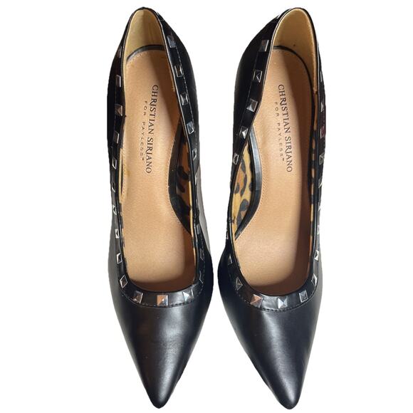 Stiletto Studded 4" Heels 9 Pointed Toe Black Rockstud Christian Siriano Habit - Picture 5 of 13